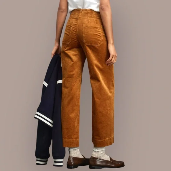 The Colette Corduroy Crop Wide-Leg Pants by Maeve in Caramel Size 31/Tall - Picture 4 of 13